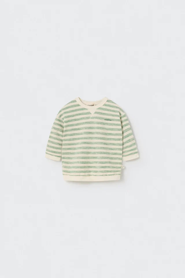 Sweatshirt Baby Boy Thiago Striped Green - ملابس