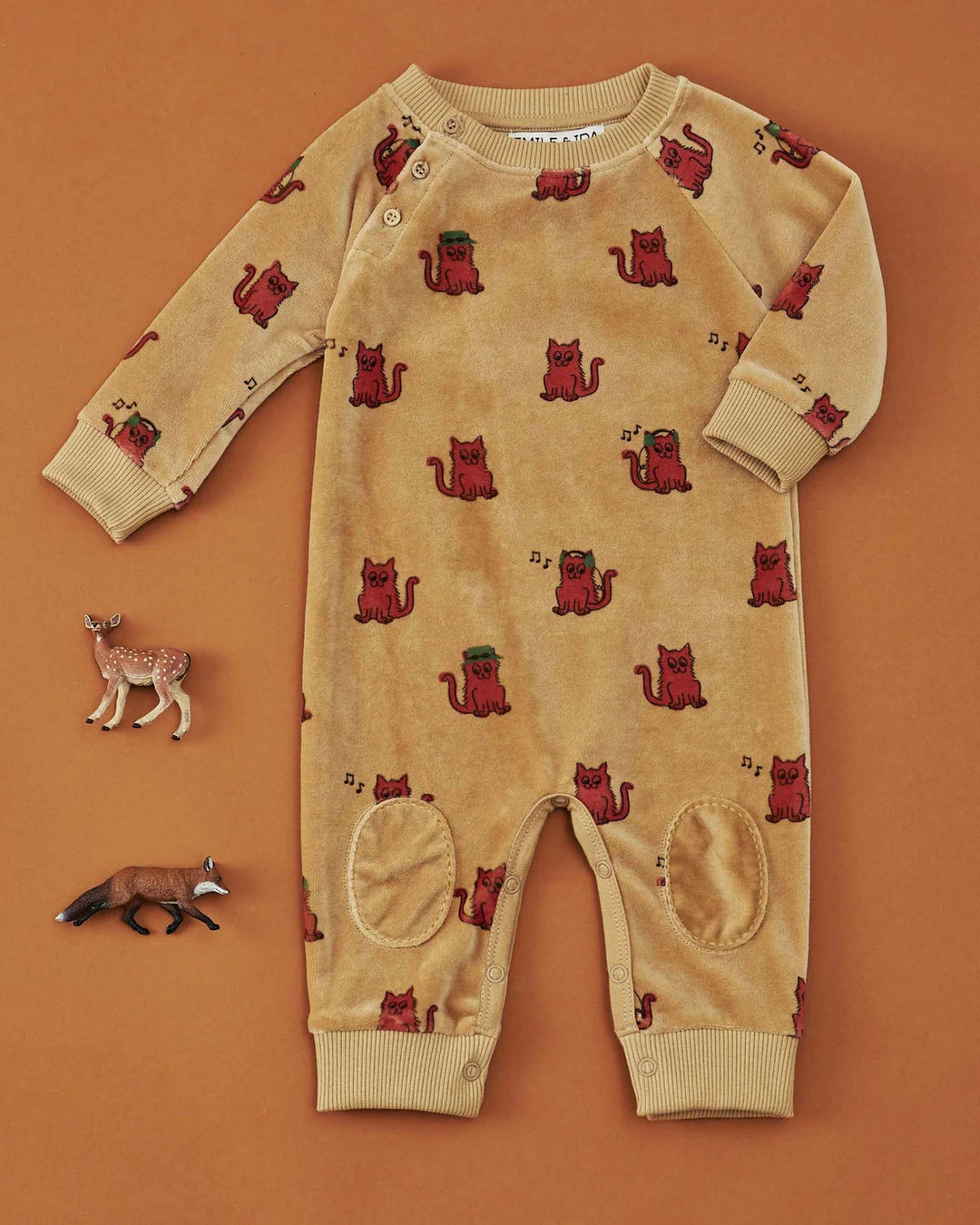 Jumpsuit Baby Boy Velvet Acajou Cool Cat - قصيرة