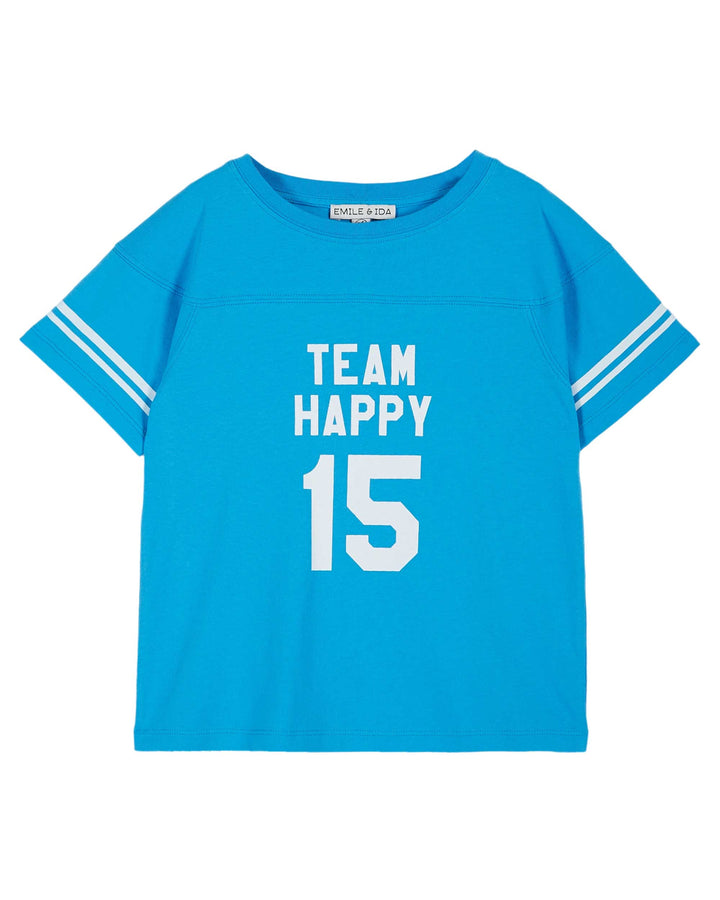 T-Shirt Boy Team Happy Azure - قصيرة