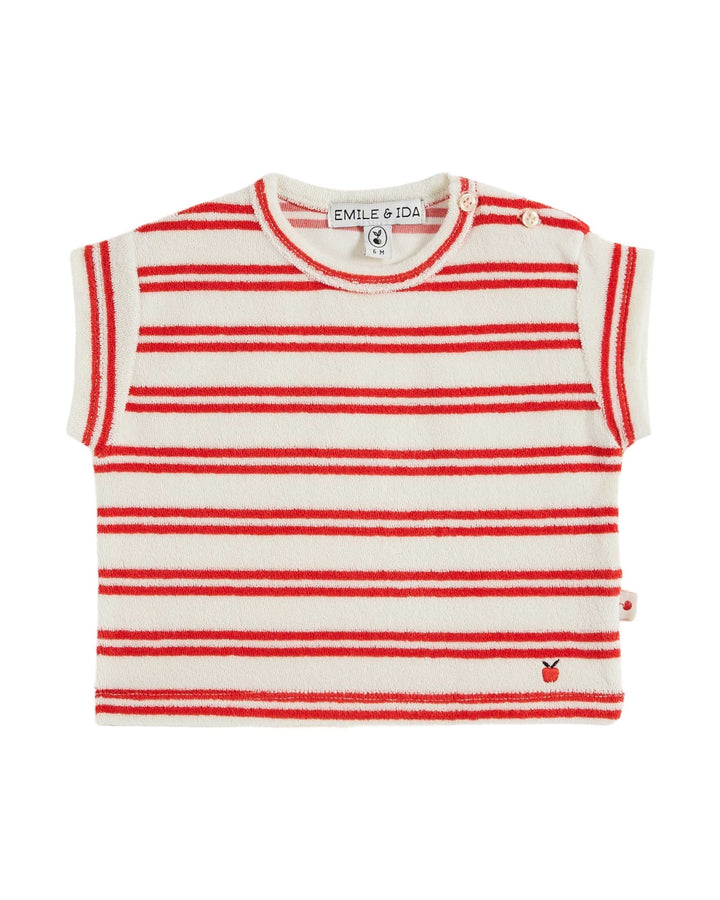 T-Shirt Boy Towelling Stripe Canna - قصيرة