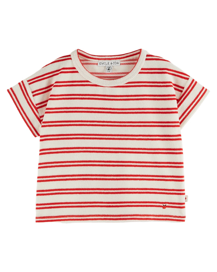 T-Shirt Boy Towelling Stripe Canna - قصيرة