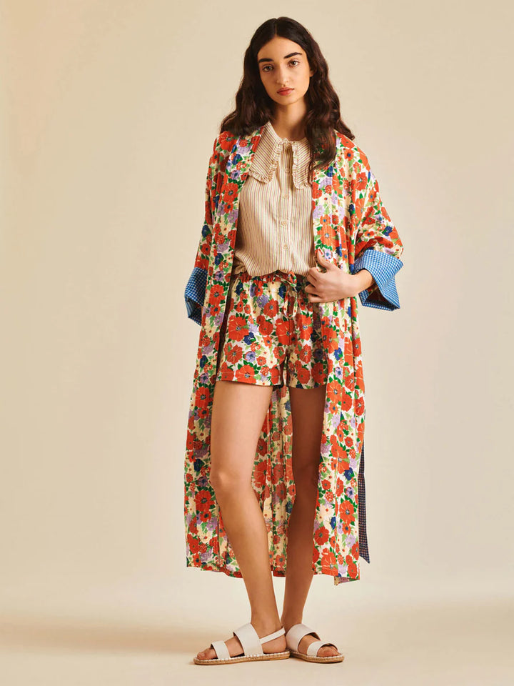 Women Long Kimono Spring Flower - ملابس سباحة