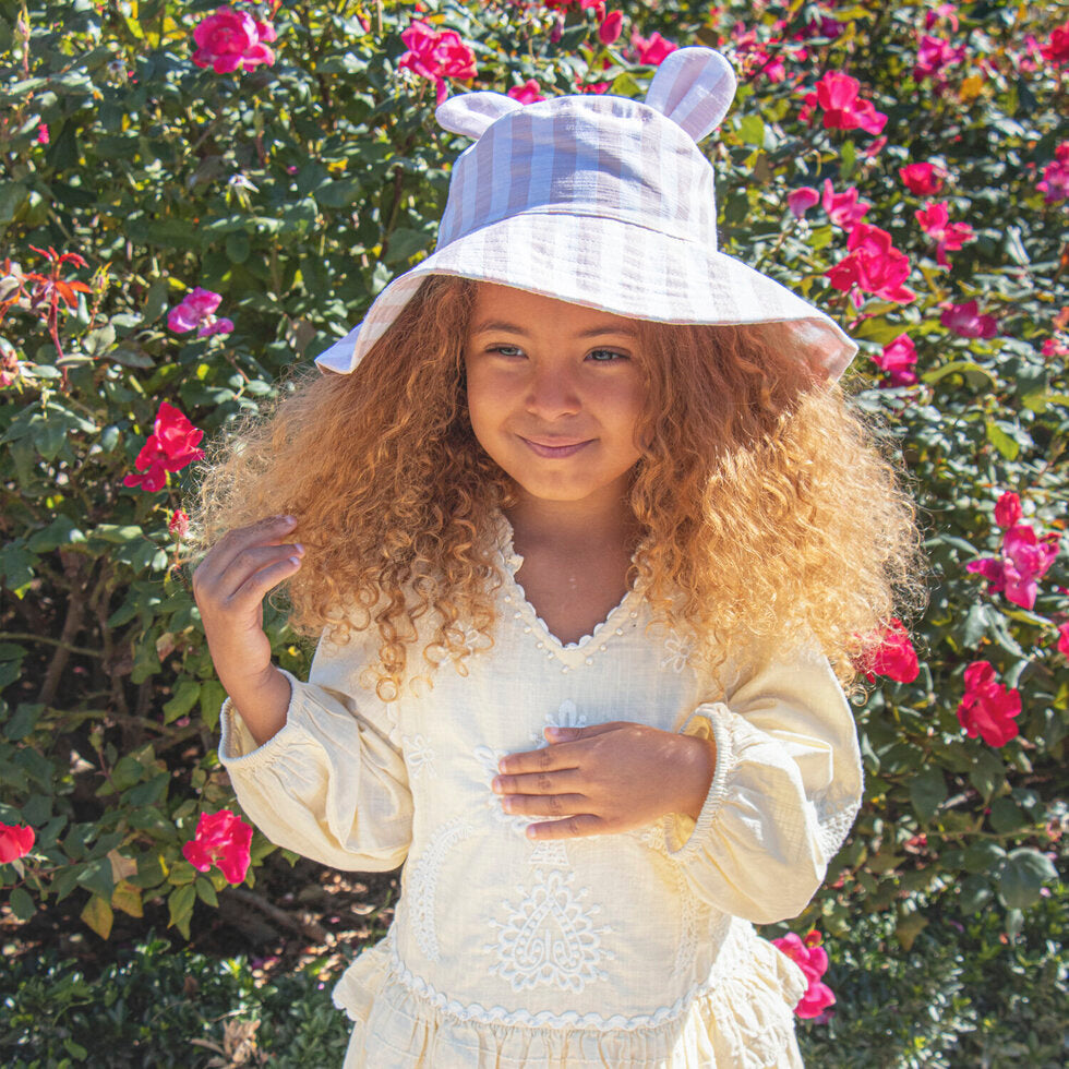 Stripy Bunny Sun Hat - قبعة