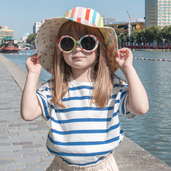 Rainbow Stripe Reversible Sun Hat - قبعة