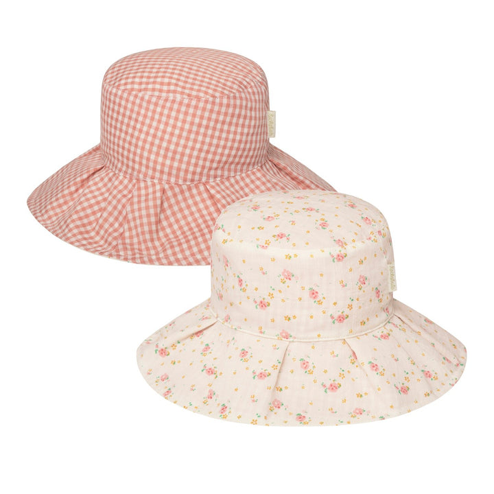 Tiny Blossom Pleated Reversible Sun Hat - قبعة